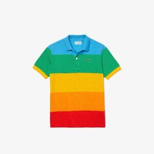 Boys’ Lacoste x Polaroid Colour Striped Cotton Piqué Polo Shirt